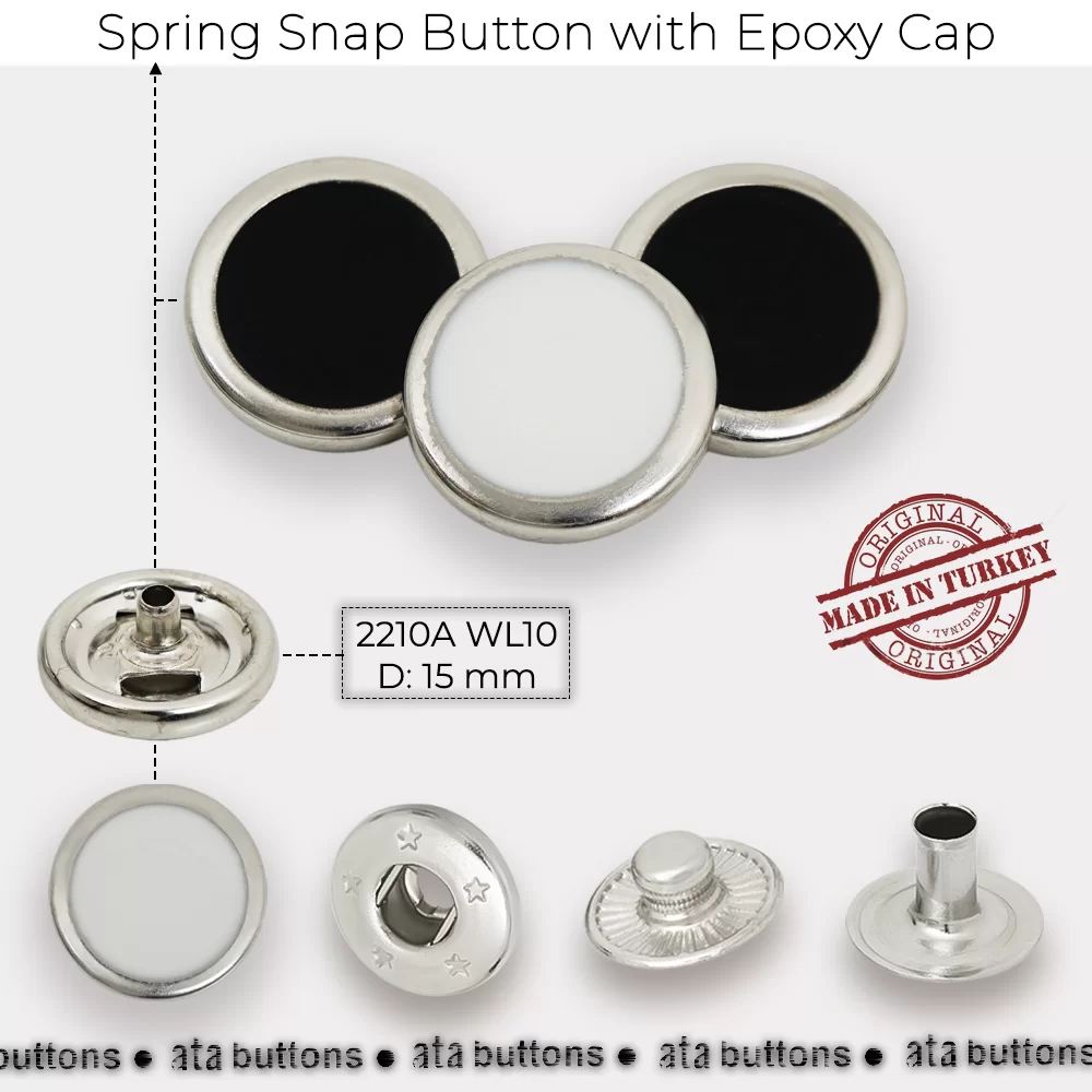 Spring Snap Button with Coin Type Double Epoxy Cap