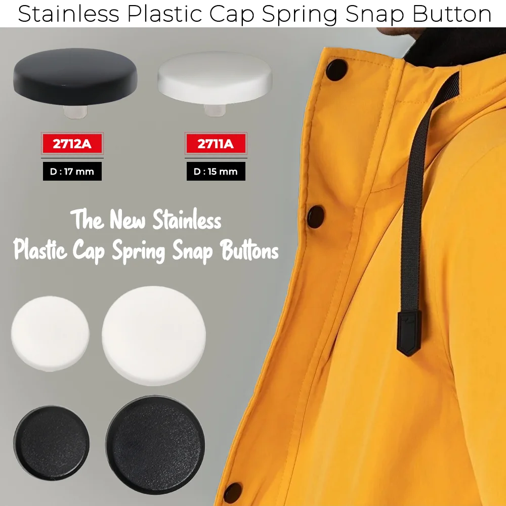 Plastic Nylon Rubber Cap Snap Buttons for Clothes Garment